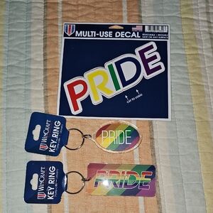 WinCraft Pride Keyring Set and Pride Decal Bundle